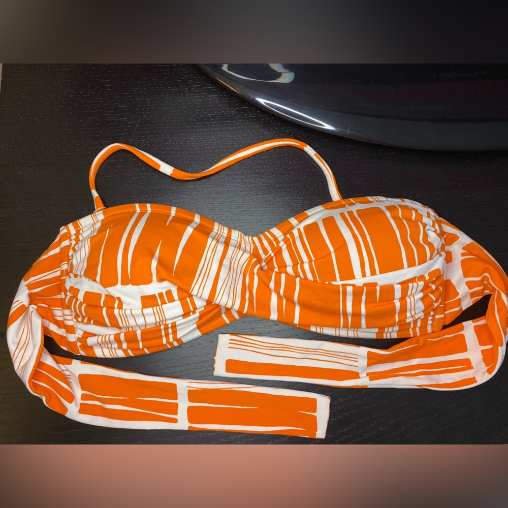 Orange and White Bikini Top with removable strap